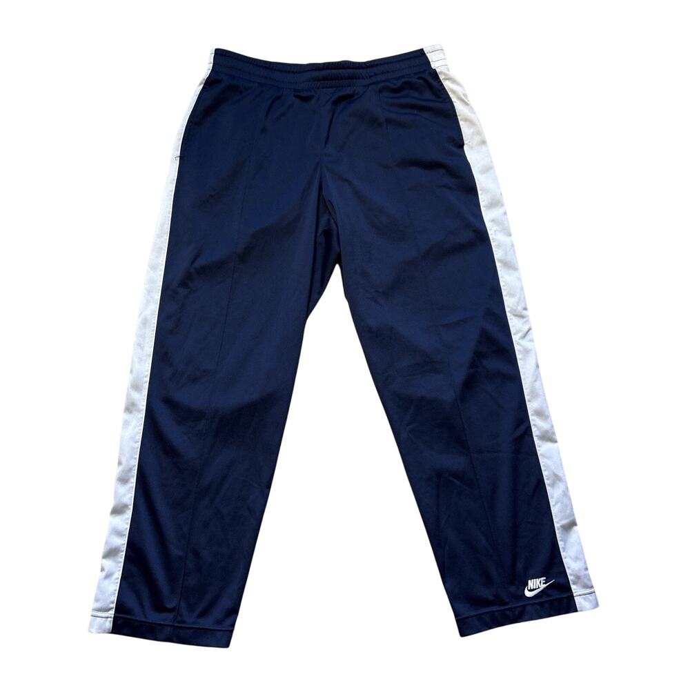 Vtg Nike Silver Tag Track Pants Mens M Navy Blue White Side Stripe Y2K 90s